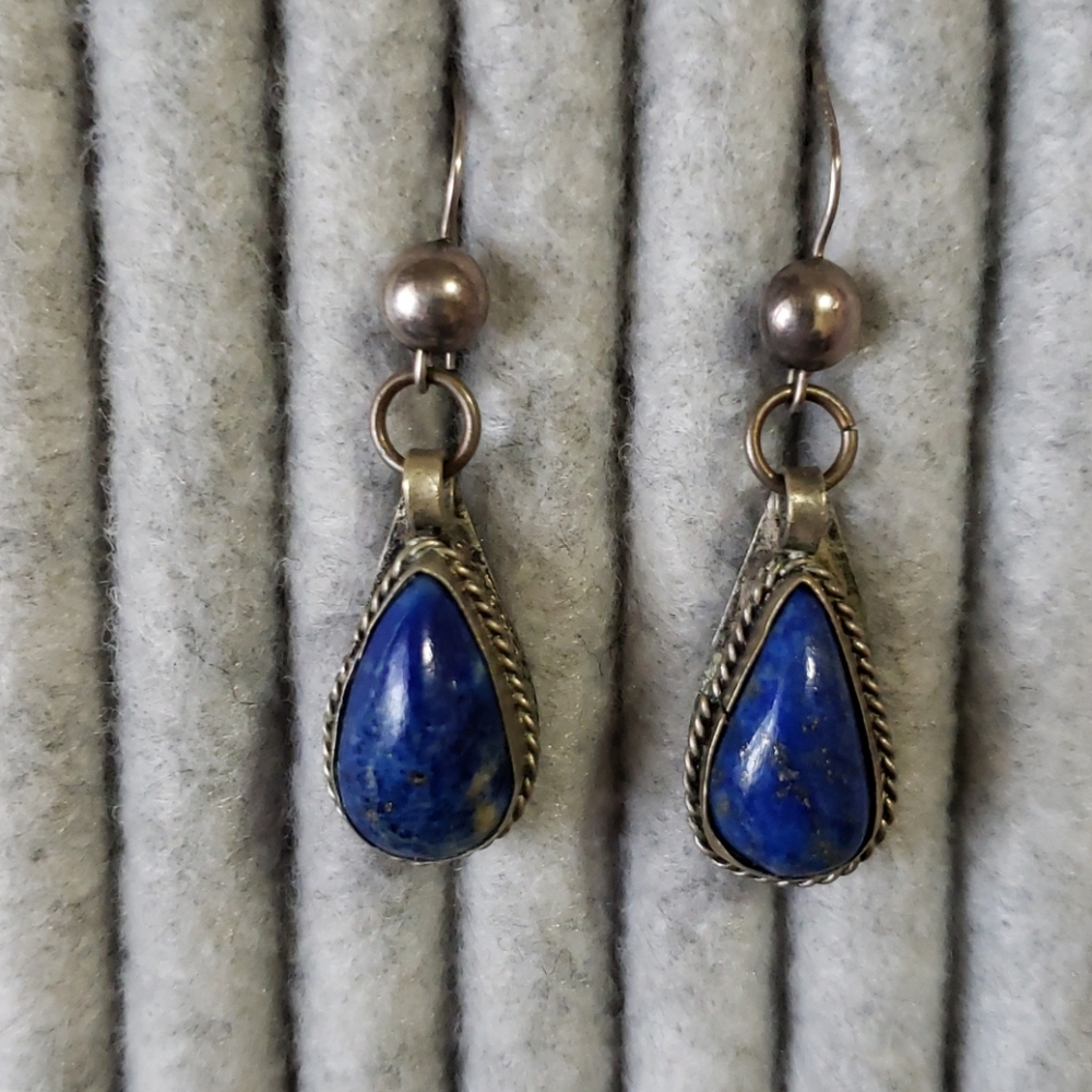 Lovely Artisan Lapis Lazuli dangling Earrings